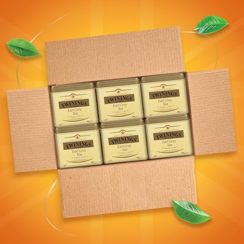 Twinings Earl Grey Loose Leaf Black Tea, Citrus & Bergamot, 7.05oz Tin (Pack 6)