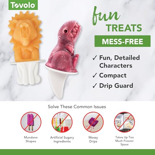 Tovolo Dinosaur Ice Pop Molds - Set of 4 Silicone Popsicle Makers