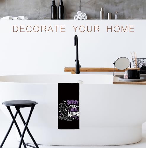 Gothic Crow Decorative Hand Towels - 16x24 Kitchen & Bath