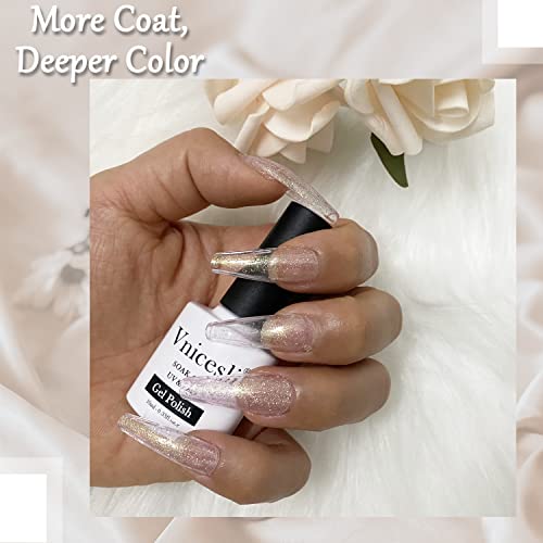 Vnicesli Shimmer Light Purple Gel Nail Polish Sparkle Glitter Sheer Varnish