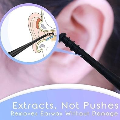 Dual-Sided Silicone Ear Wax Removal Tool with Rotating Spiral Head