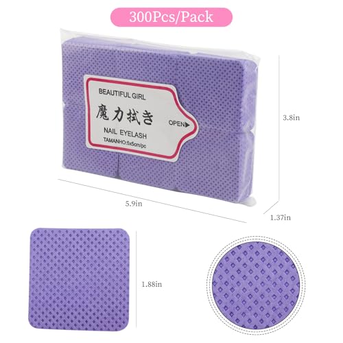 600 Pcs Lint Free Nail Wipes and Eyelash Glue Cleaner Pads
