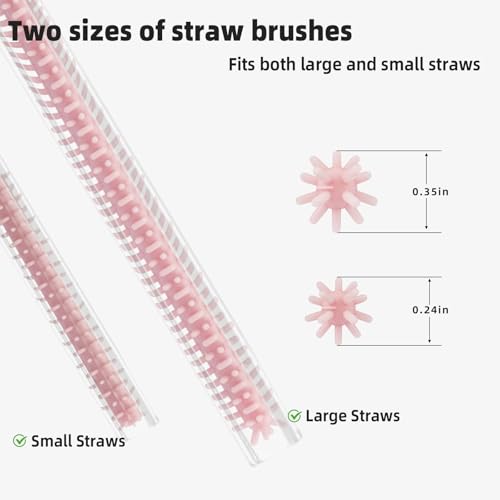 TenderBloom 4-Piece Silicone Straw Cleaner Brush Set - Extra-Long for Metal & Milkshake Straws