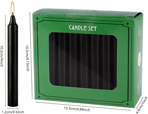 YOROXRG 4-Inch Black Chime Candles – Set of 40 Unscented Taper Candles