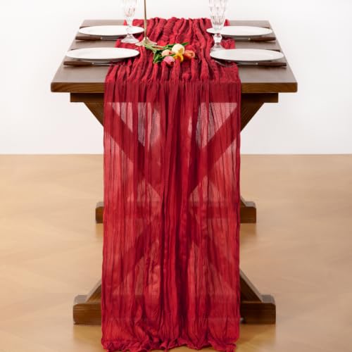 Red Cheesecloth Table Runner 6 Pack Fall Boho Christmas Rustic Decor