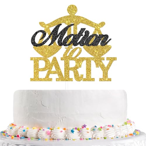 Congrats Grad Cake Topper - Gold Black Glitter for Law School Graduation