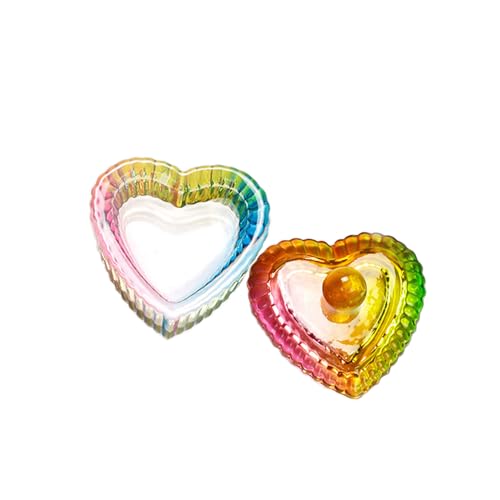 MOIBASE Heart-Shaped Glass Dappen Dish with Lid for Acrylic Liquid Powder