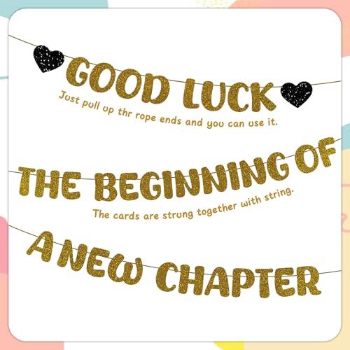 Gold Glitter Good Luck Banner Garland - 3 Pcs Farewell Decorations