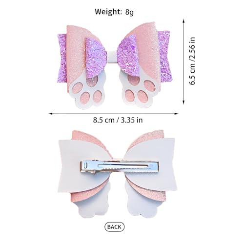 Winthrop 4 Pcs Easter Hair Clips Glitter Rabbit Bow Hair Barrettes for Women and Girls