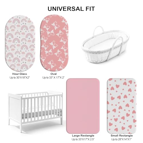 IOCCLH 4-Pack Fitted Bassinet Sheets, Soft Microfiber for Halo & More, Pink