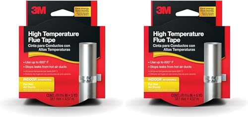 3M High Temperature Flue Tape, 1.5 in x 15 ft Heat Resistant Roll - Pack of 2
