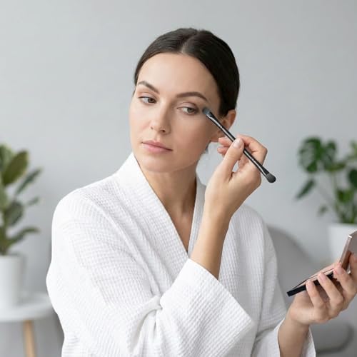 Dual-Ended Hairline Powder Brush Set - 2-in-1 Travel Makeup Brush with Sponge Tip & Soft Bristles for Root Touch Up