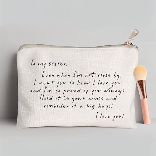 To My Sister Long Distance Makeup Bag Linen Cosmetic Gift