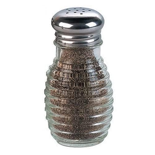 American Metalcraft 2 oz Beehive Salt or Pepper Shaker - Ridged Glass