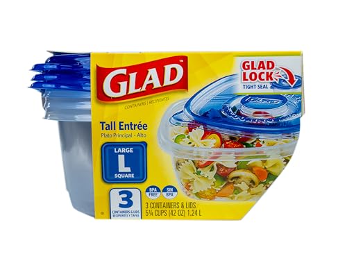 Glad GladWare Tall Square Entree Containers, 42 Oz, 18-Pack
