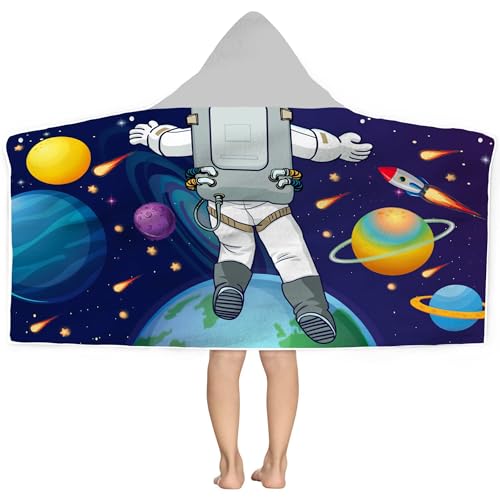 30"x50" Kids Hooded Beach Towel - Outer Space Theme