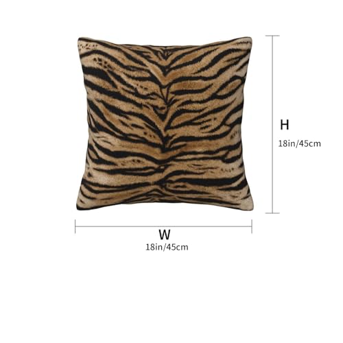 Tiger Texture Print Throw Pillow Covers 18x18 in (Set of 2) - Decorative Cushion Covers for Living Room