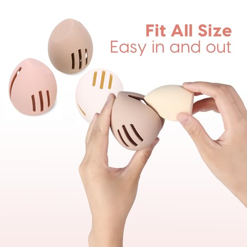 Portable Makeup Sponge Holder - Vented Silicone Egg-Shaped Case
