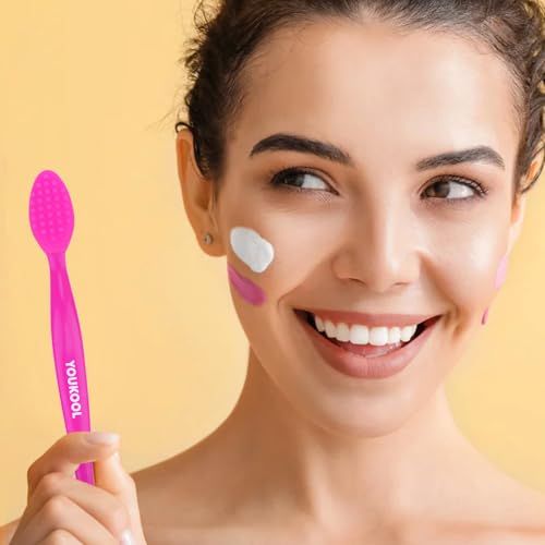 YOUKOOL Silicone Facial Cleansing Brush & Face Scrubber 2 Pack Fuchsia
