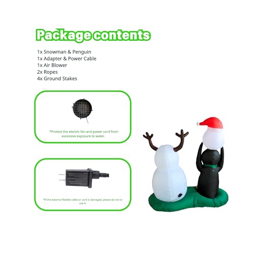 5FT Inflatable Snowman and Penguin Christmas Yard Decorations with LED Lights
