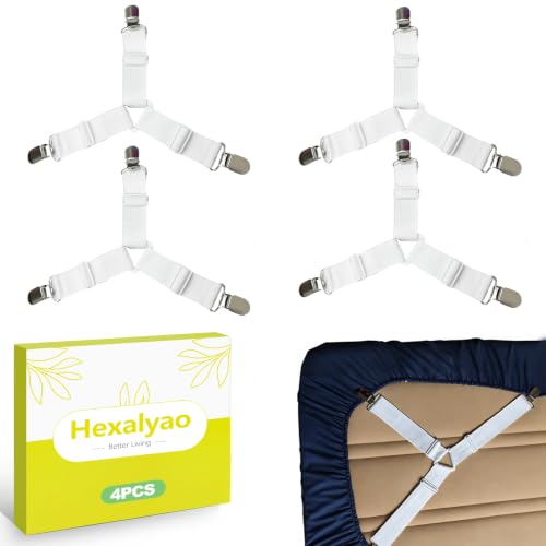 4-Pack Adjustable Bed Sheet Holder Straps - Elastic Corner Fasteners