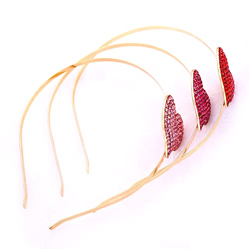 NVENF 3PCS Rhinestone Heart Headbands for Women Valentine's Day