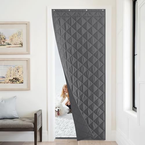 NICETOWN Thermal Insulated Door Curtain, 34"x82", Grey - Energy Saving & Windproof
