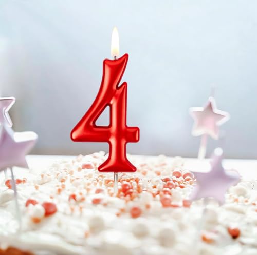 Red Number 3 Candle Topper - 2.76 Inch for Birthdays & Celebrations