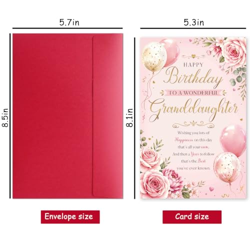 Heartfelt Birthday Card for Granddaughter from Grandparents with Envelope