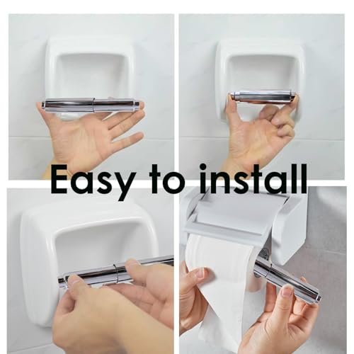 Universal Spring-Loaded Toilet Paper Roll Holder Replacement - 2 Pack Chrome