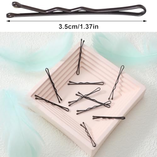 AOZUO Mini Bobby Pins 100 Count 1.38 Inch Small Metal Hair Pins Brown