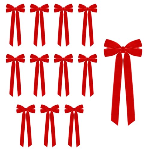DONGKER 12PCS Velvet Wedding Decorative Bows - Elegant 8.7" x 5.1"