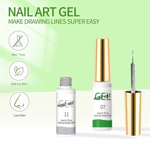 SULLMAR Liner Nail Gel Polish White Silver Gold Painting Adhesive