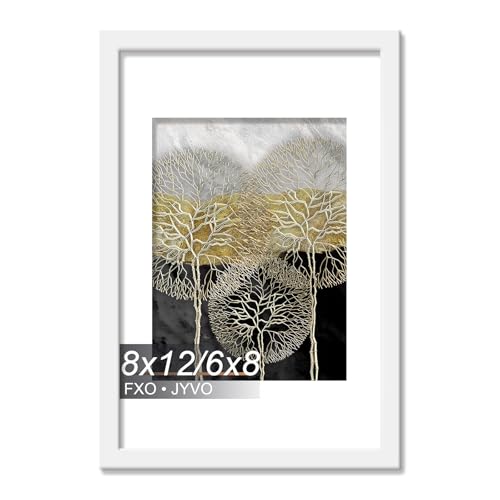 Fxojyvo 8x12 Picture Frame - Lightweight White Frame for Photos