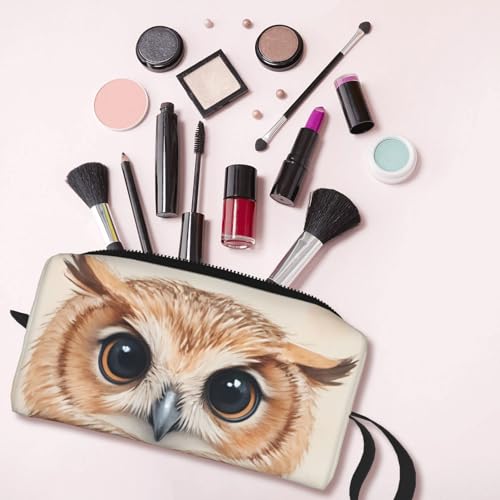 Small Owl Makeup Bag - Cute Travel Cosmetic Pouch in Durable Oxford Fabric
