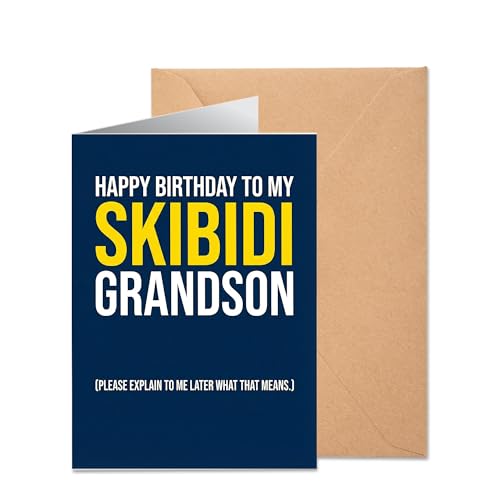 Skibidi Meme Birthday Card for Grandson - Funny 5x7 Greeting Card