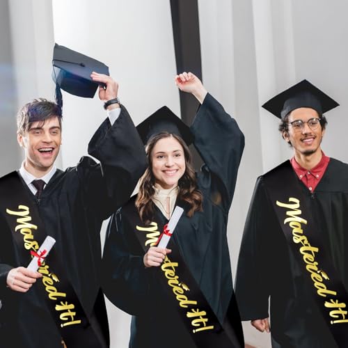 Mastered It Graduation Sash Black and Gold for Masters Degree