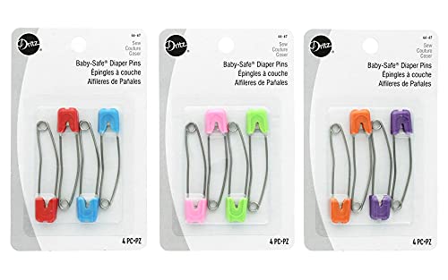 Dritz Baby Safe Curved Diaper Pins, Rustproof Stainless Steel (4-Count)
