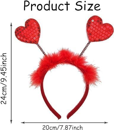 Red Sequin Heart Headband Love Hair Accessory for Valentine's Day Party