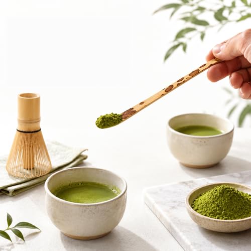 JJUNW Bamboo Matcha Spoon Set - 3 Traditional Chashaku Scoops