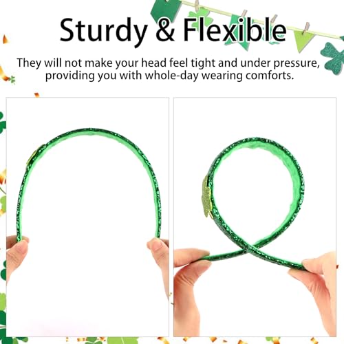 St. Patrick's Day Glitter Shamrock Headband Green Sparkly Hair Accessory