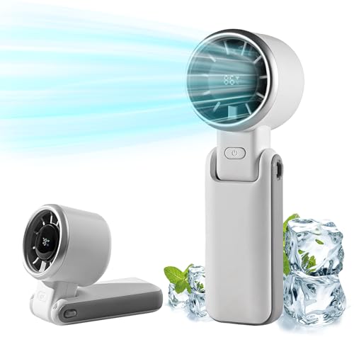 Lilampts Portable Handheld Turbo Fan, 5-Speed USB Rechargeable Fan - White