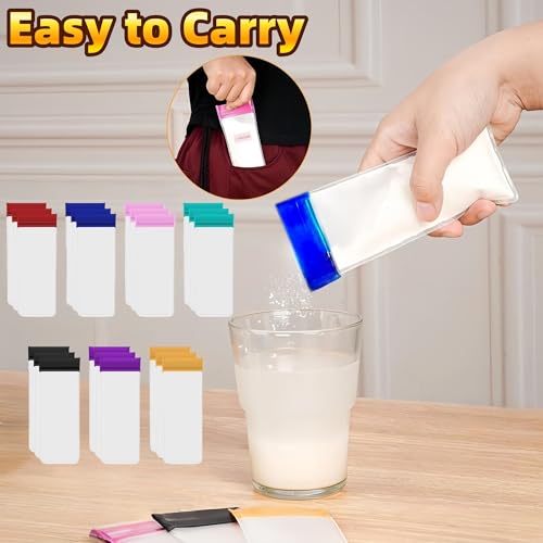 21 Pack Reusable Travel Protein Powder Bags - Clear EVA Resealable Pouches
