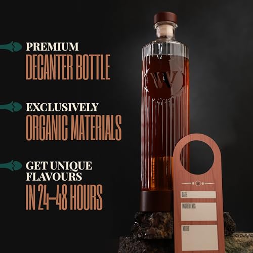 Orange Whiskey Decanter Gift Set for Men - Infusion Kit & Home Bar Accessory