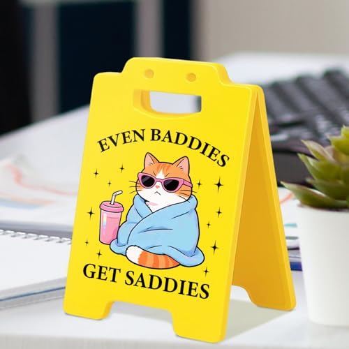 Mental Health Desk Sign - Double-Sided Caution Decor for Therapists