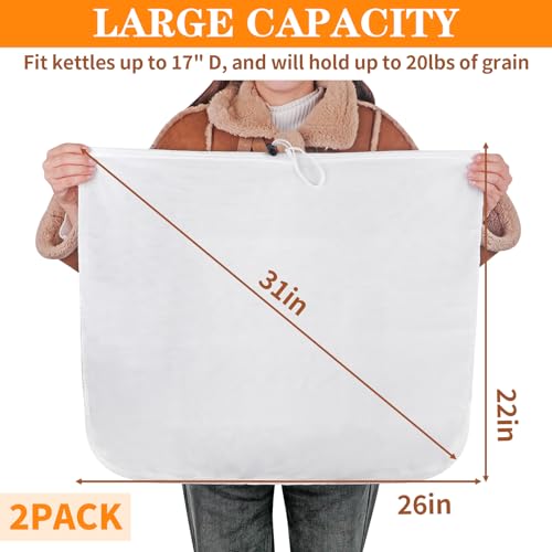 Reusable 26x22 Inch Beer Brew Bags 250 Micron Mesh with Drawstring - 2 Pack