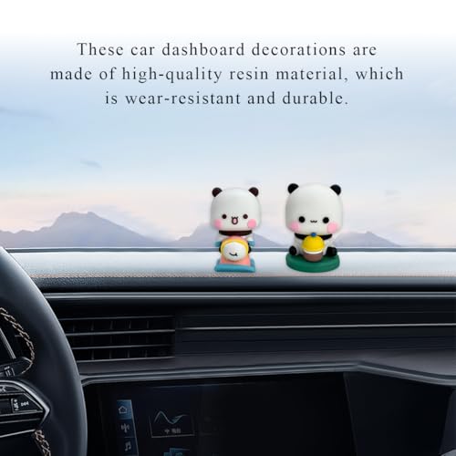 2 PCS Cartoon Bear & Panda Dashboard Ornaments - Cute Car Decor