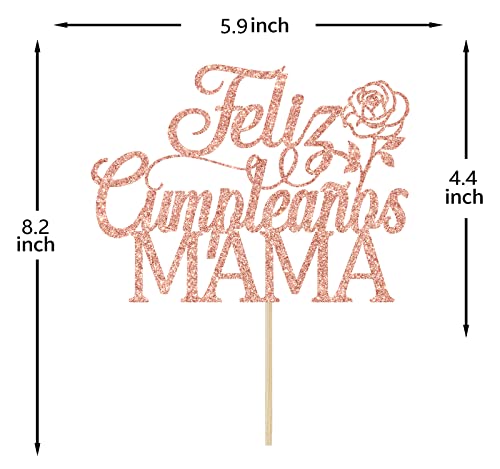 Rose Gold Glitter Happy Birthday Mom Cake Topper Decoration
