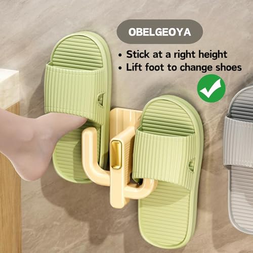 OBELGEOYA 4-Pack White Wall Mounted Shoe Rack Organizer with Hooks - No-Drill Space Saver for Entryway, Bathroom & RV