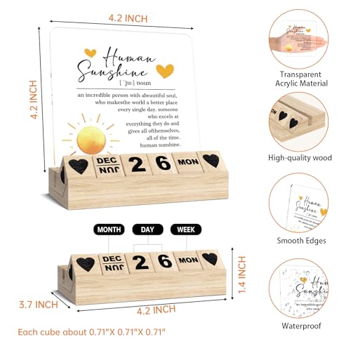 Ythuil Orange Wooden Block Calendar - Inspirational Desk Decor for Women & Men